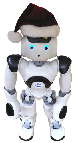 NAO-Roboter mit Weihnachtsmütze